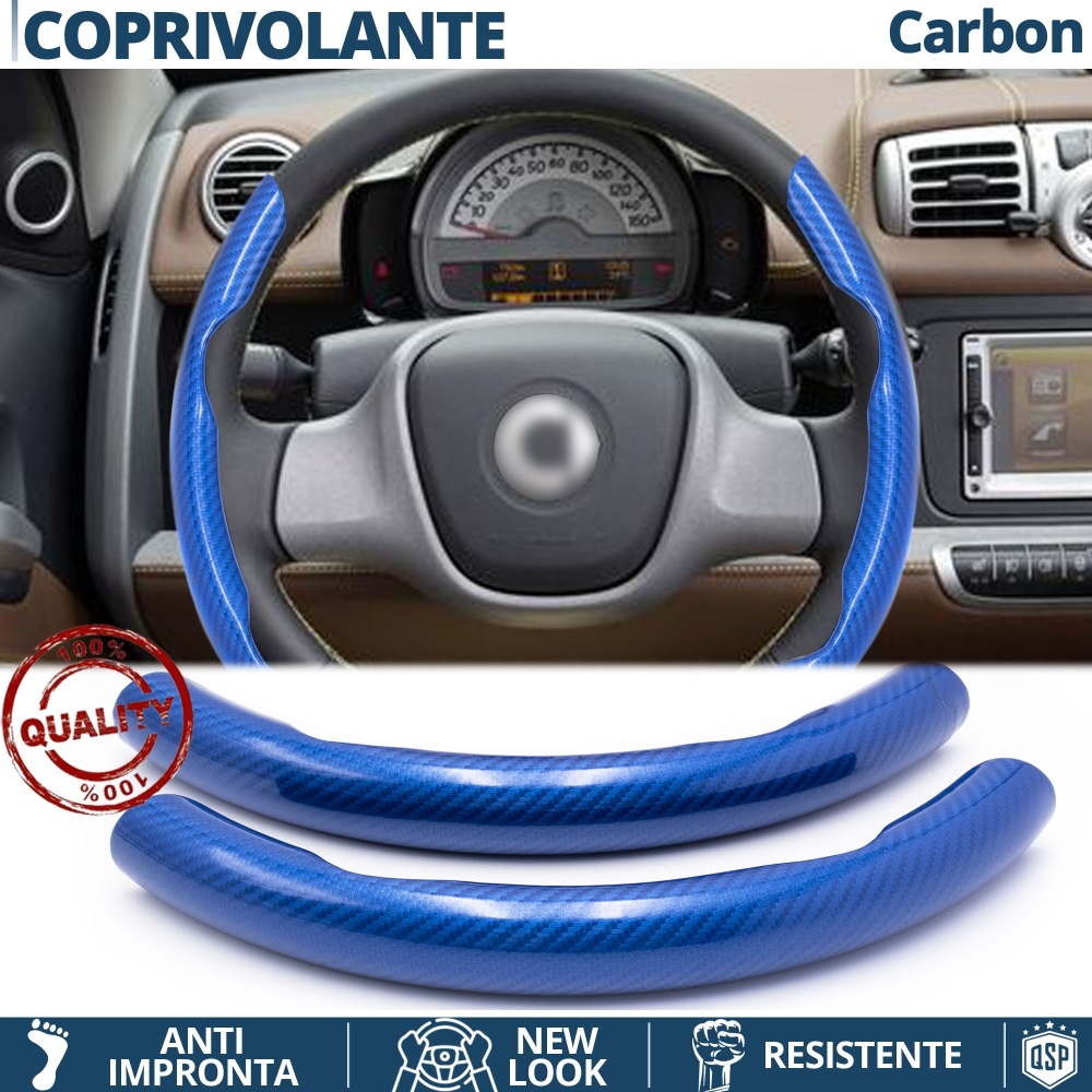 FUNDA VOLANTE para Smart, Efecto FIBRA DE CARBONO Azul Deportivo FINO Antideslizante FUNDA VOLANTE para Smart, Efecto FIBRA DE CARBONO Azul Deportivo FINO Antideslizante
