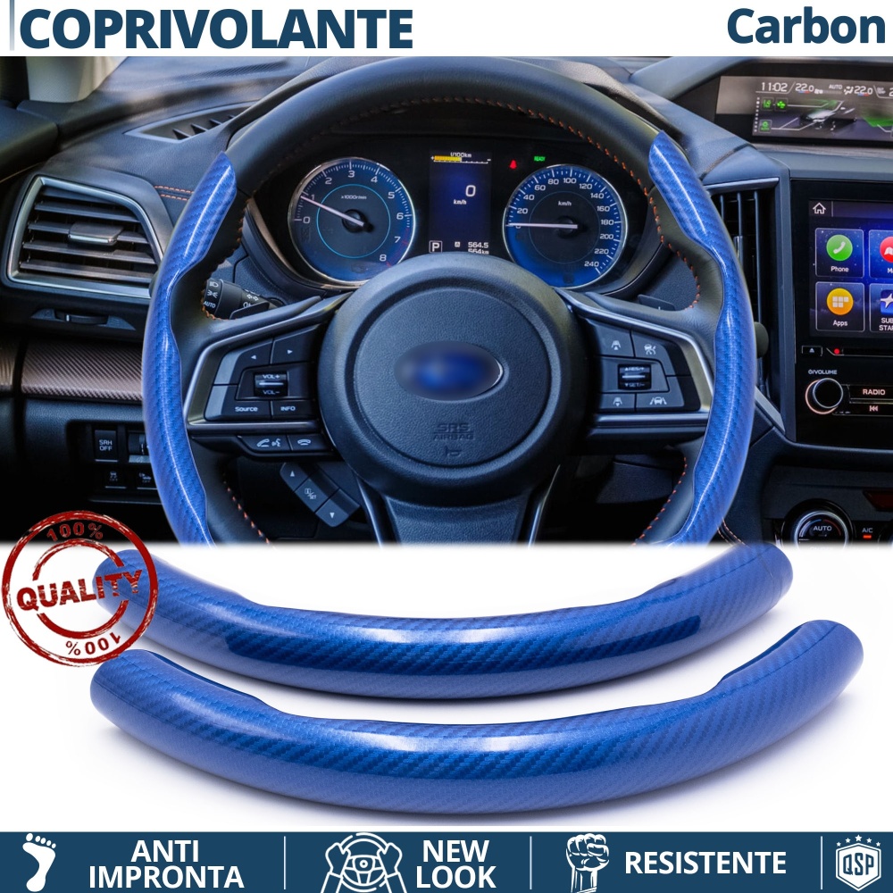 FUNDA VOLANTE para Subaru, Efecto FIBRA DE CARBONO Azul Deportivo FINO Antideslizante FUNDA VOLANTE para Subaru, Efecto FIBRA DE CARBONO Azul Deportivo FINO Antideslizante