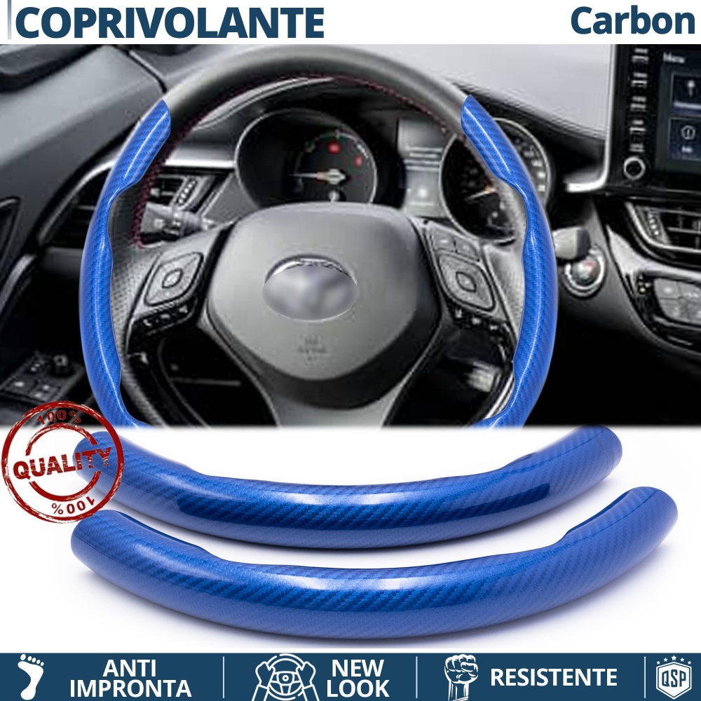FUNDA VOLANTE para Toyota, Efecto FIBRA DE CARBONO Azul Deportivo FINO Antideslizante FUNDA VOLANTE para Toyota, Efecto FIBRA DE CARBONO Azul Deportivo FINO Antideslizante