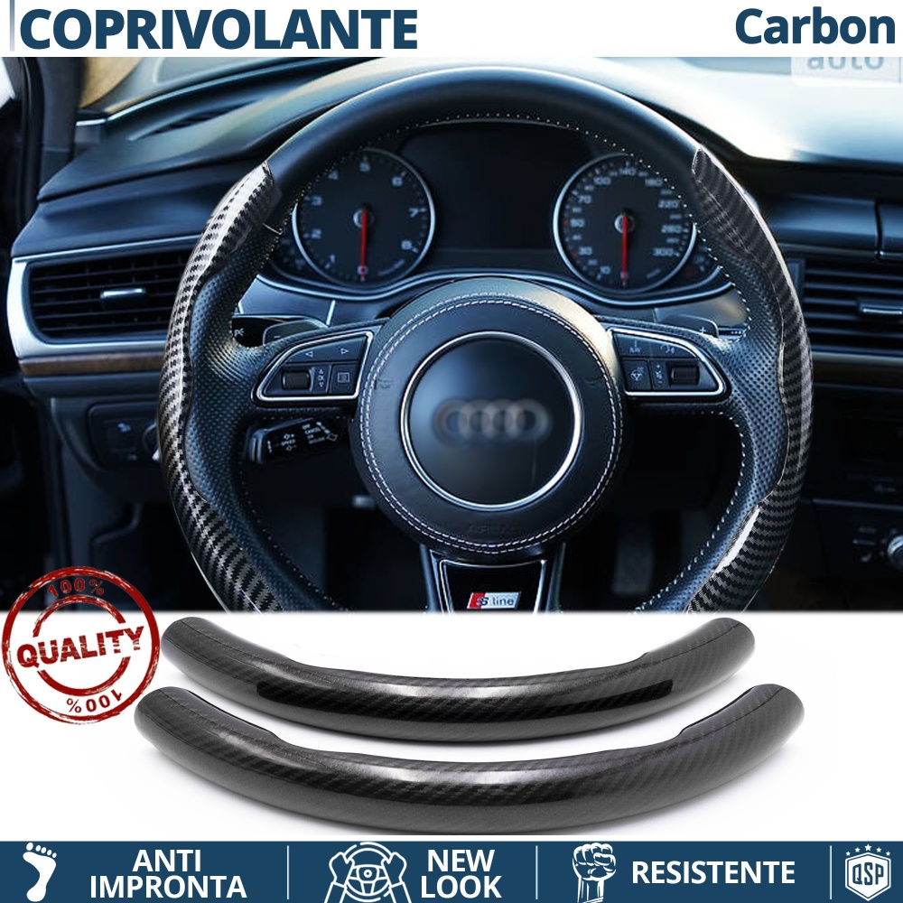 FUNDA VOLANTE para Audi, Efecto FIBRA DE CARBONO Negro Deportivo FINO Antideslizante FUNDA VOLANTE para Audi, Efecto FIBRA DE CARBONO Negro Deportivo FINO Antideslizante