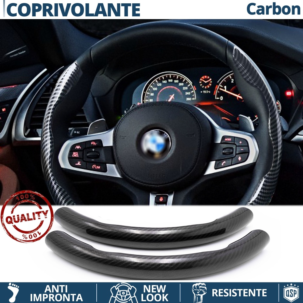 FUNDA VOLANTE para Bmw, Efecto FIBRA DE CARBONO Negro Deportivo FINO Antideslizante FUNDA VOLANTE para Bmw, Efecto FIBRA DE CARBONO Negro Deportivo FINO Antideslizante