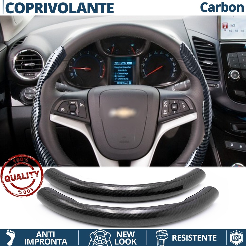 FUNDA VOLANTE para Chevrolet, Efecto FIBRA DE CARBONO Negro Deportivo FINO Antideslizante FUNDA VOLANTE para Chevrolet, Efecto FIBRA DE CARBONO Negro Deportivo FINO Antideslizante