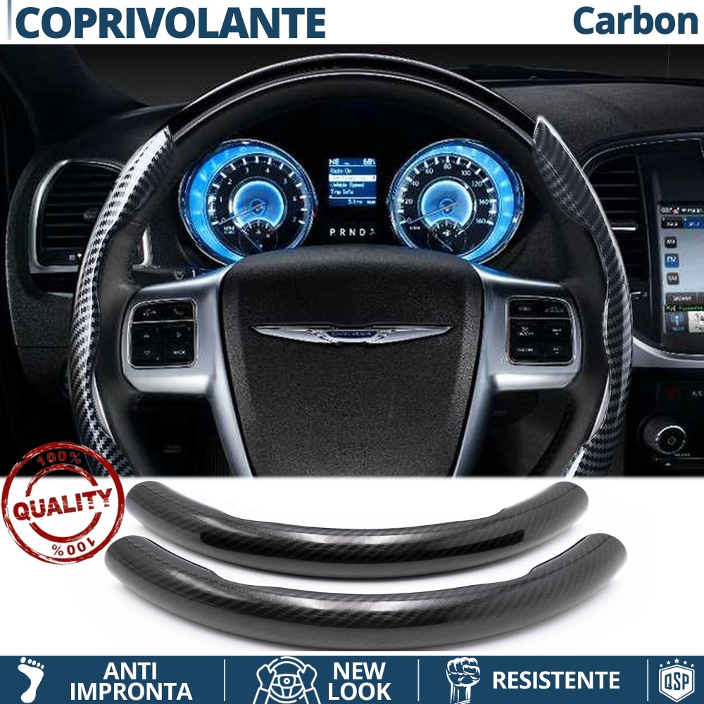 FUNDA VOLANTE para Chrysler, Efecto FIBRA DE CARBONO Negro Deportivo FINO Antideslizante FUNDA VOLANTE para Chrysler, Efecto FIBRA DE CARBONO Negro Deportivo FINO Antideslizante