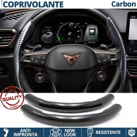 FUNDA VOLANTE para Cupra, Efecto FIBRA DE CARBONO Negro Deportivo FINO Antideslizante