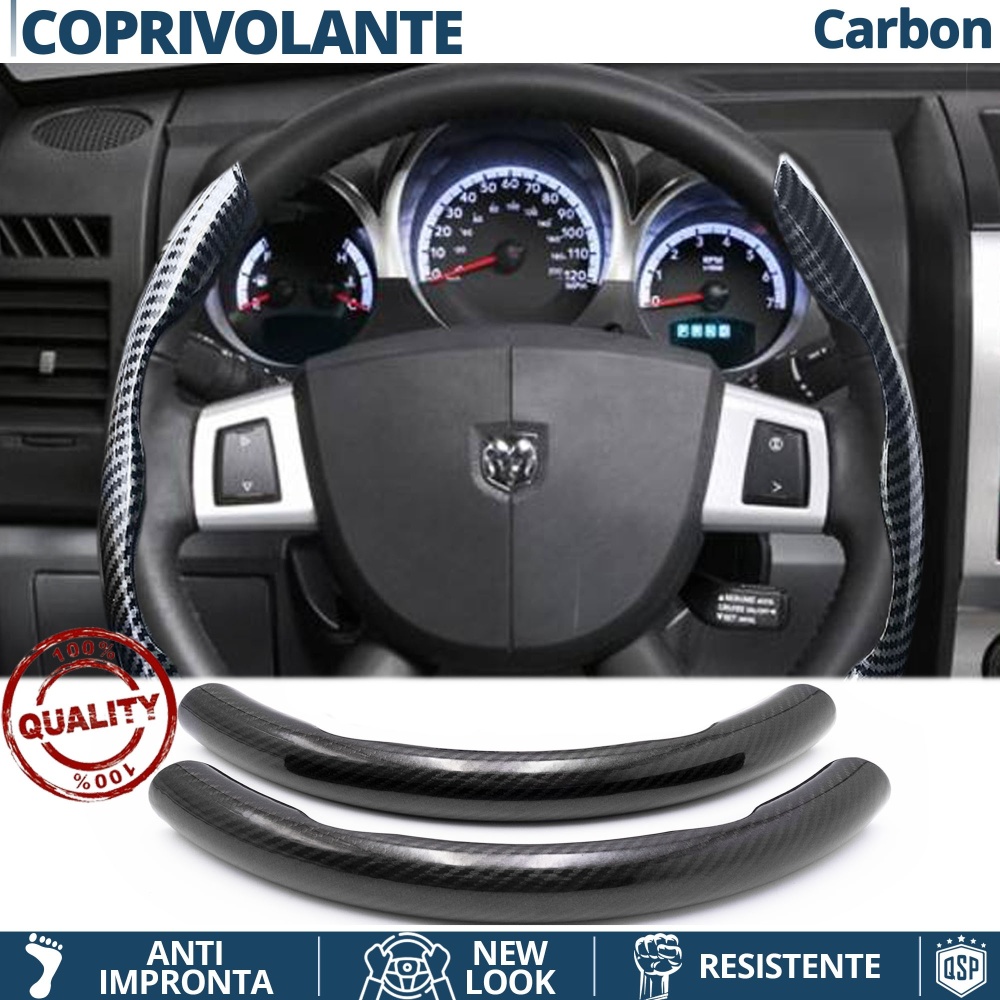 FUNDA VOLANTE para Dodge, Efecto FIBRA DE CARBONO Negro Deportivo FINO Antideslizante FUNDA VOLANTE para Dodge, Efecto FIBRA DE CARBONO Negro Deportivo FINO Antideslizante