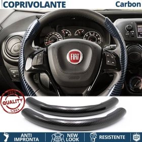 COPRIVOLANTE Per Fiat, Effetto FIBRA DI CARBONIO Nero SOTTILE Sportivo Antiscivolo