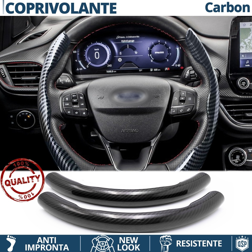 FUNDA VOLANTE para Ford, Efecto FIBRA DE CARBONO Negro Deportivo FINO Antideslizante FUNDA VOLANTE para Ford, Efecto FIBRA DE CARBONO Negro Deportivo FINO Antideslizante
