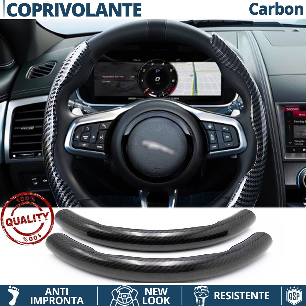 FUNDA VOLANTE para Jaguar, Efecto FIBRA DE CARBONO Negro Deportivo FINO Antideslizante FUNDA VOLANTE para Jaguar, Efecto FIBRA DE CARBONO Negro Deportivo FINO Antideslizante