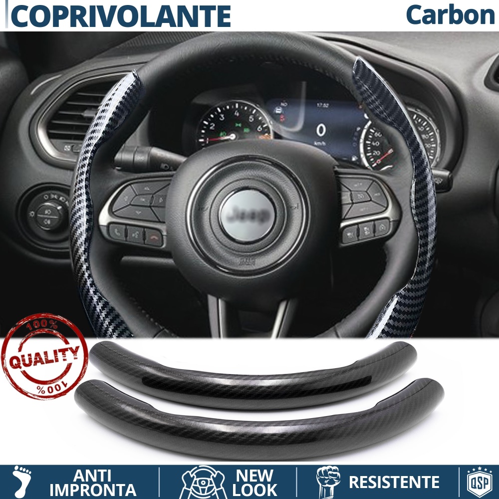 FUNDA VOLANTE para Jeep, Efecto FIBRA DE CARBONO Negro Deportivo FINO Antideslizante FUNDA VOLANTE para Jeep, Efecto FIBRA DE CARBONO Negro Deportivo FINO Antideslizante