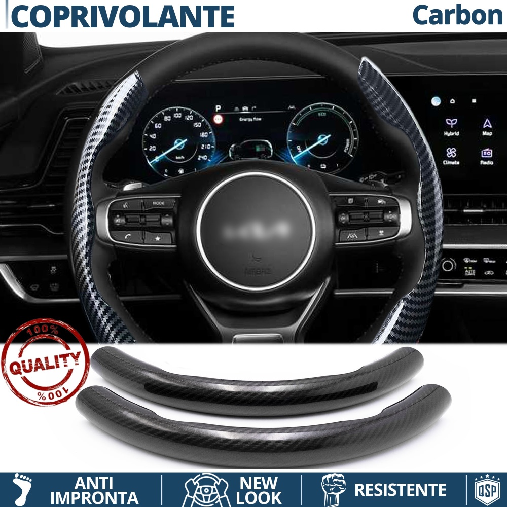 FUNDA VOLANTE para Kia, Efecto FIBRA DE CARBONO Negro Deportivo FINO Antideslizante FUNDA VOLANTE para Kia, Efecto FIBRA DE CARBONO Negro Deportivo FINO Antideslizante