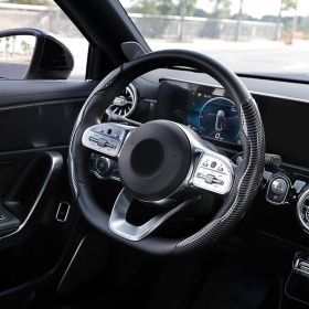 STEERING WHEEL COVER Black for Lada, Carbon Fiber Effect THIN Non-Slip