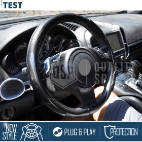 STEERING WHEEL COVER Black for Lada, Carbon Fiber Effect THIN Non-Slip