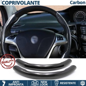 FUNDA VOLANTE para Lancia, Efecto FIBRA DE CARBONO Negro Deportivo FINO Antideslizante