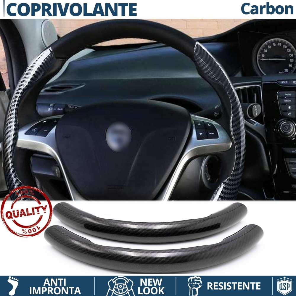 FUNDA VOLANTE para Lancia, Efecto FIBRA DE CARBONO Negro Deportivo FINO Antideslizante FUNDA VOLANTE para Lancia, Efecto FIBRA DE CARBONO Negro Deportivo FINO Antideslizante