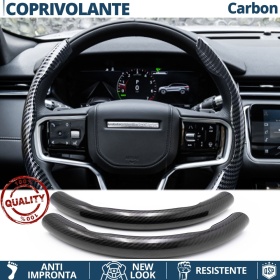 FUNDA VOLANTE para Land Rover, Efecto FIBRA DE CARBONO Negro Deportivo FINO Antideslizante
