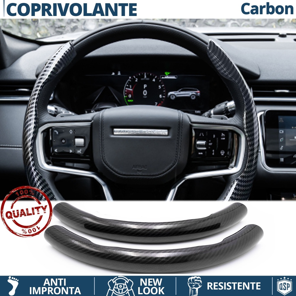 FUNDA VOLANTE para Land Rover, Efecto FIBRA DE CARBONO Negro Deportivo FINO Antideslizante FUNDA VOLANTE para Land Rover, Efecto FIBRA DE CARBONO Negro Deportivo FINO Antideslizante