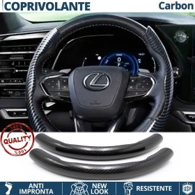 FUNDA VOLANTE para Lexus, Efecto FIBRA DE CARBONO Negro Deportivo FINO Antideslizante