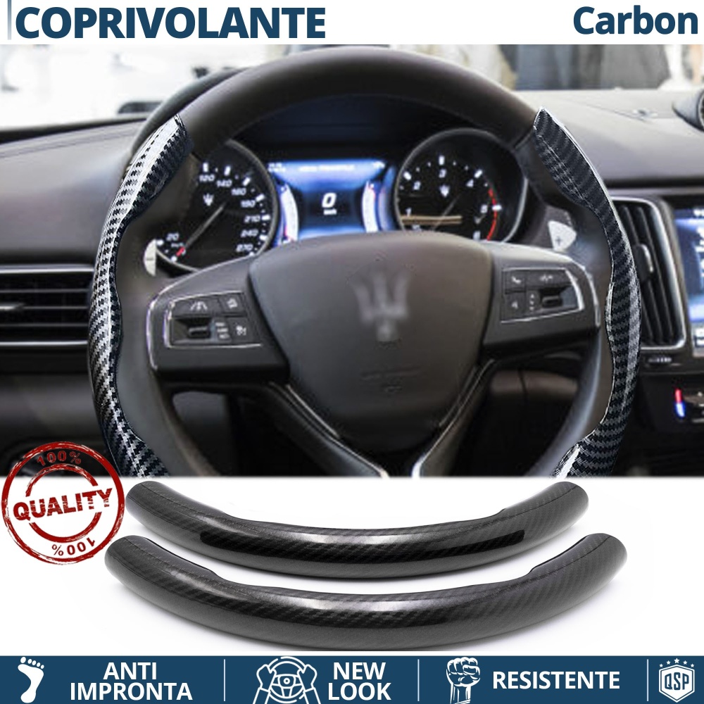 FUNDA VOLANTE para Maserati, Efecto FIBRA DE CARBONO Negro Deportivo FINO Antideslizante FUNDA VOLANTE para Maserati, Efecto FIBRA DE CARBONO Negro Deportivo FINO Antideslizante
