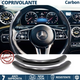 FUNDA VOLANTE para Mercedes, Efecto FIBRA DE CARBONO Negro Deportivo FINO Antideslizante
