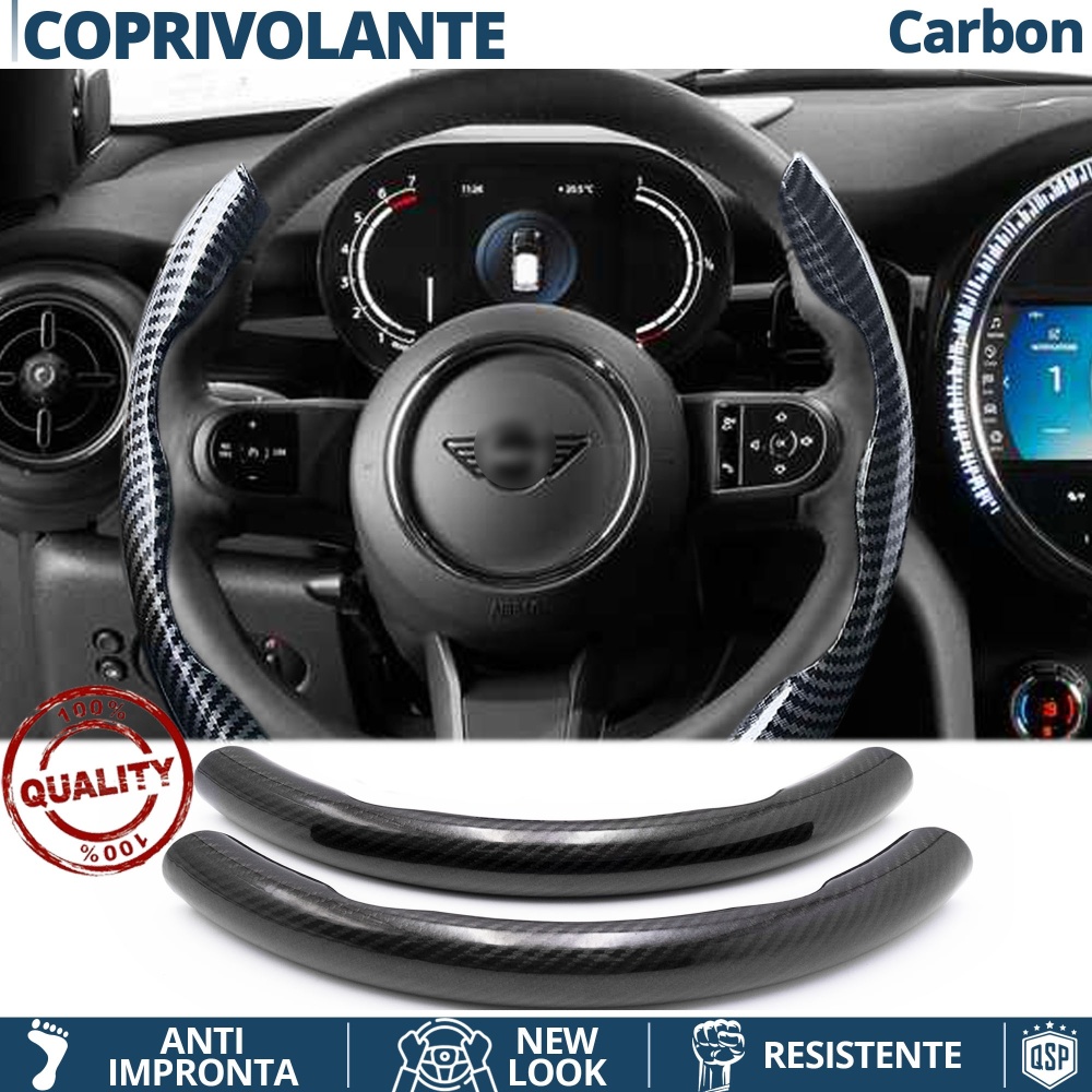 FUNDA VOLANTE para Mini, Efecto FIBRA DE CARBONO Negro Deportivo FINO Antideslizante FUNDA VOLANTE para Mini, Efecto FIBRA DE CARBONO Negro Deportivo FINO Antideslizante