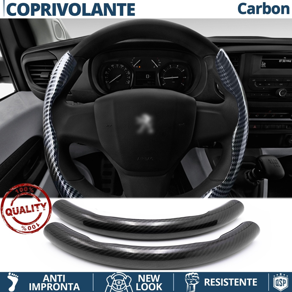 FUNDA VOLANTE para Peugeot, Efecto FIBRA DE CARBONO Negro Deportivo FINO Antideslizante FUNDA VOLANTE para Peugeot, Efecto FIBRA DE CARBONO Negro Deportivo FINO Antideslizante