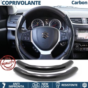 FUNDA VOLANTE para Suzuki, Efecto FIBRA DE CARBONO Negro Deportivo FINO Antideslizante