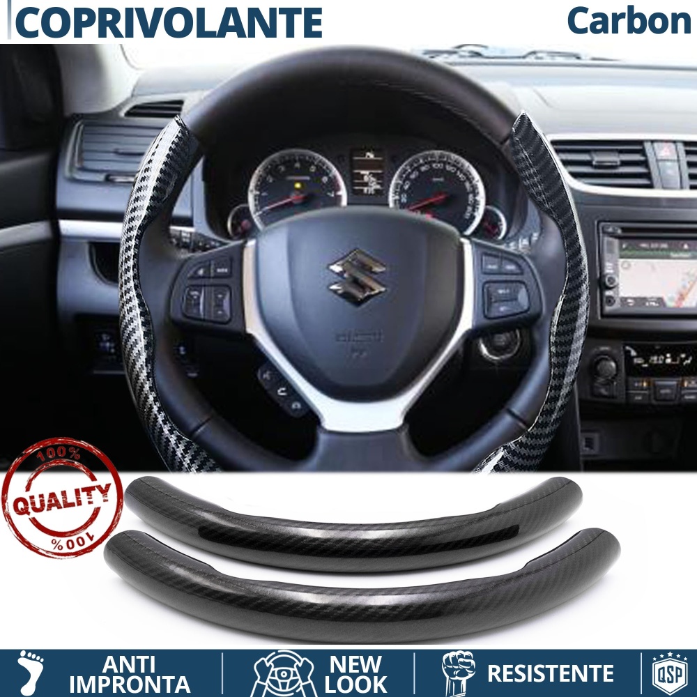 FUNDA VOLANTE para Suzuki, Efecto FIBRA DE CARBONO Negro Deportivo FINO Antideslizante FUNDA VOLANTE para Suzuki, Efecto FIBRA DE CARBONO Negro Deportivo FINO Antideslizante