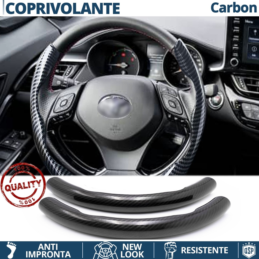 FUNDA VOLANTE para Toyota, Efecto FIBRA DE CARBONO Negro Deportivo FINO Antideslizante FUNDA VOLANTE para Toyota, Efecto FIBRA DE CARBONO Negro Deportivo FINO Antideslizante