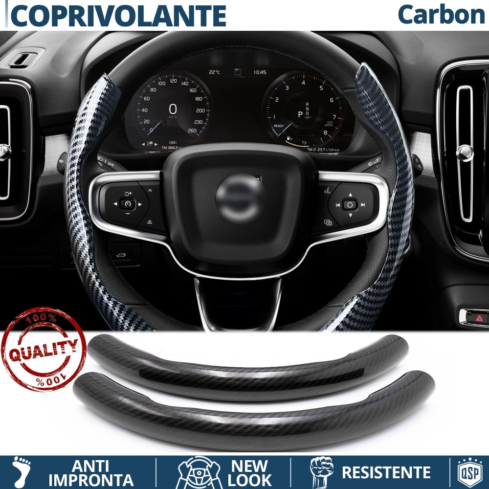 FUNDA VOLANTE para Volvo, Efecto FIBRA DE CARBONO Negro Deportivo FINO Antideslizante FUNDA VOLANTE para Volvo, Efecto FIBRA DE CARBONO Negro Deportivo FINO Antideslizante