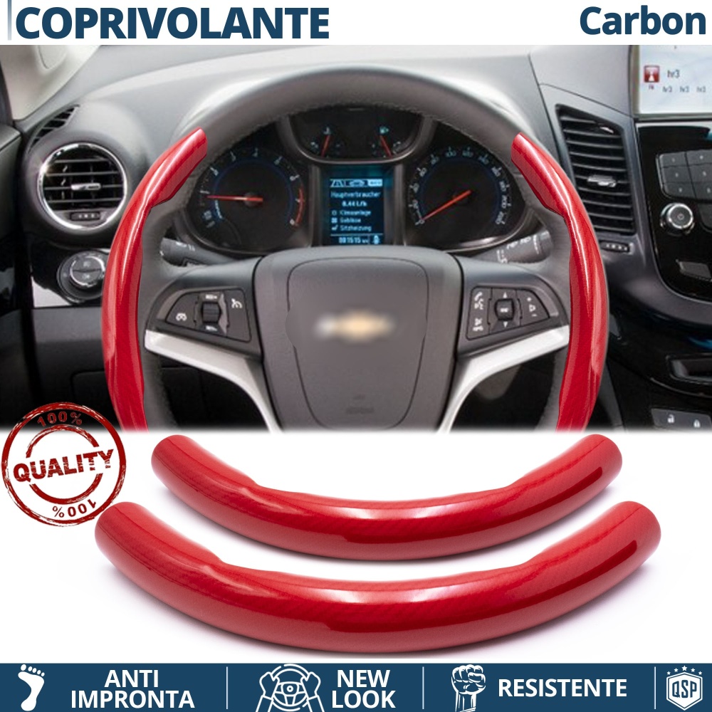 FUNDA VOLANTE para Chevrolet, Efecto FIBRA DE CARBONO Rojo Deportivo FINO Antideslizante FUNDA VOLANTE para Chevrolet, Efecto FIBRA DE CARBONO Rojo Deportivo FINO Antideslizante