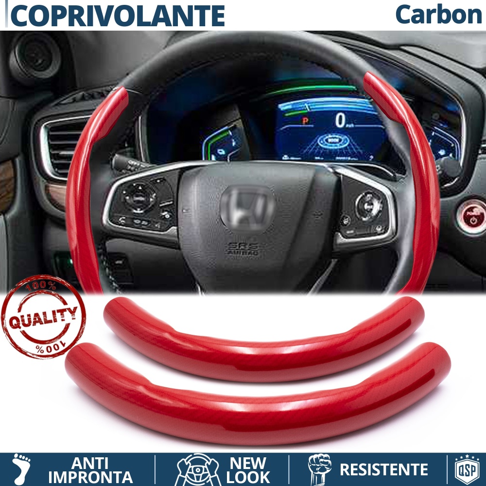 FUNDA VOLANTE para Honda, Efecto FIBRA DE CARBONO Rojo Deportivo FINO Antideslizante FUNDA VOLANTE para Honda, Efecto FIBRA DE CARBONO Rojo Deportivo FINO Antideslizante