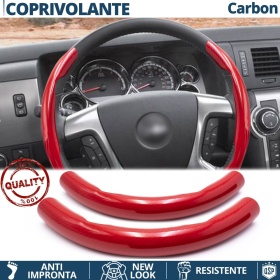 FUNDA VOLANTE para Hummer, Efecto FIBRA DE CARBONO Rojo Deportivo FINO Antideslizante