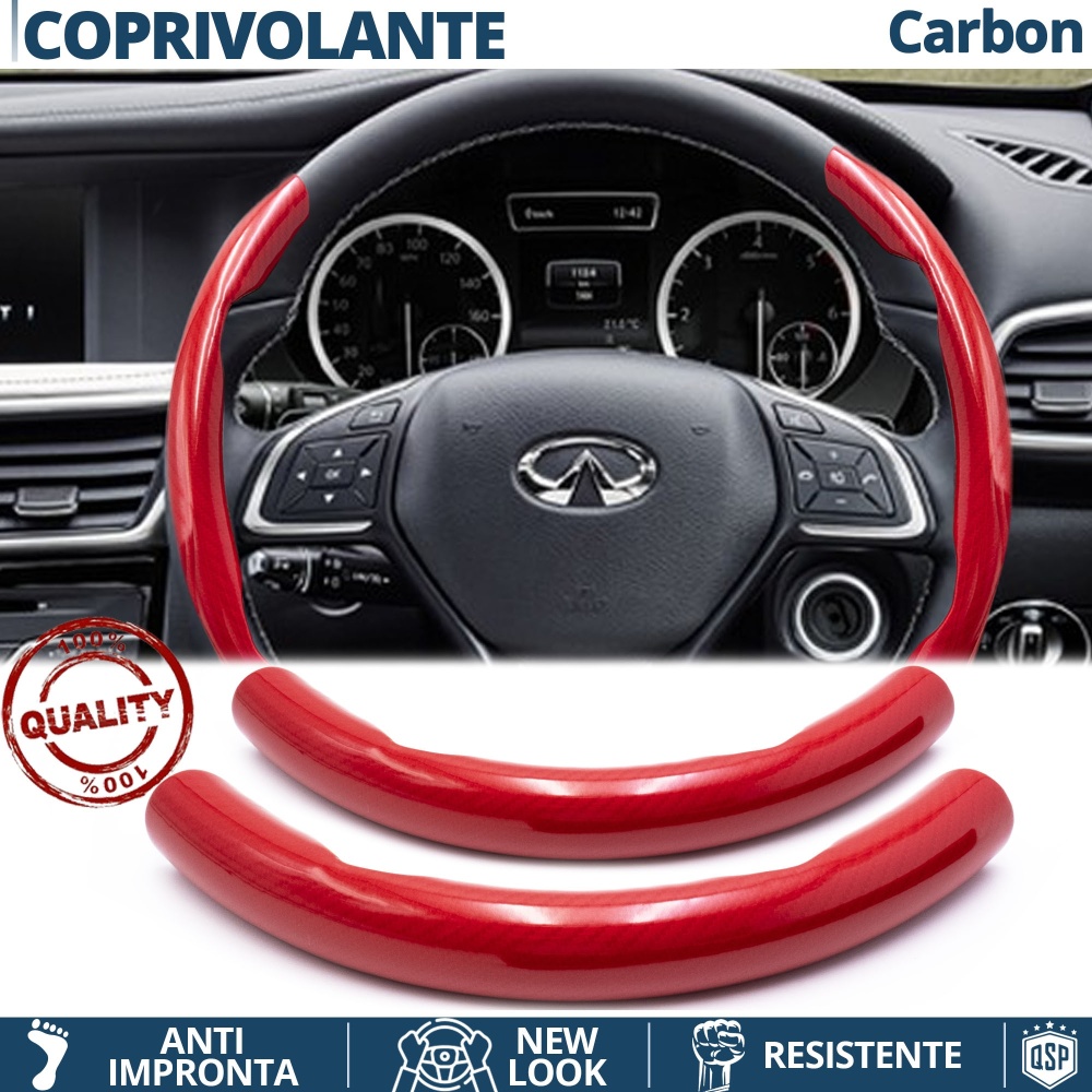 FUNDA VOLANTE para Infiniti, Efecto FIBRA DE CARBONO Rojo Deportivo FINO Antideslizante FUNDA VOLANTE para Infiniti, Efecto FIBRA DE CARBONO Rojo Deportivo FINO Antideslizante