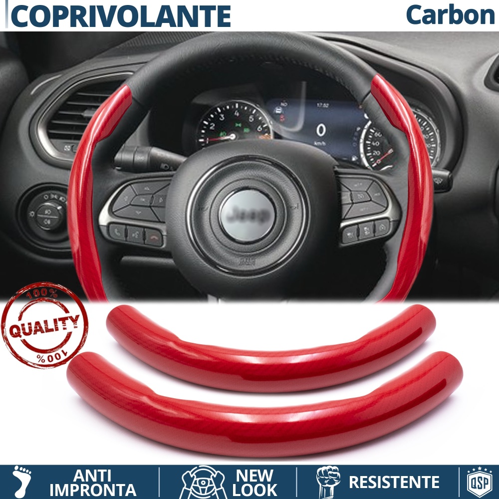 FUNDA VOLANTE para Jeep, Efecto FIBRA DE CARBONO Rojo Deportivo FINO Antideslizante FUNDA VOLANTE para Jeep, Efecto FIBRA DE CARBONO Rojo Deportivo FINO Antideslizante