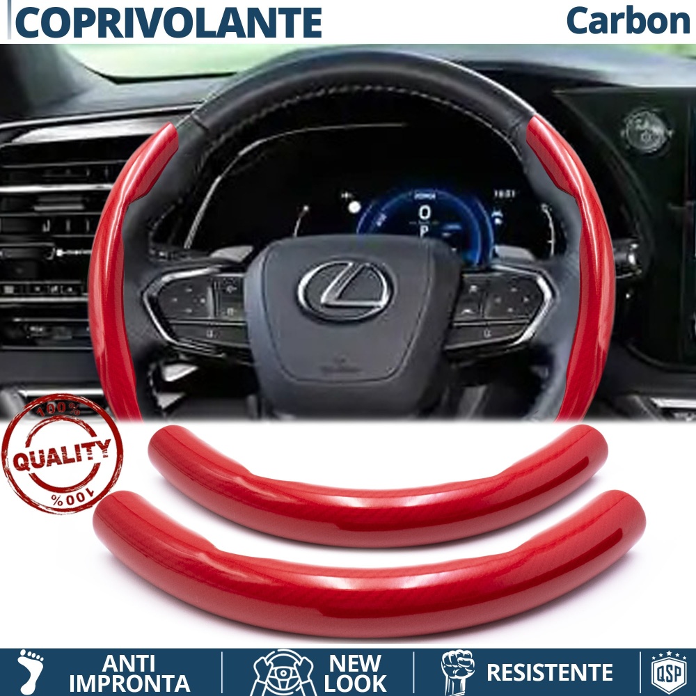 FUNDA VOLANTE para Lexus, Efecto FIBRA DE CARBONO Rojo Deportivo FINO Antideslizante FUNDA VOLANTE para Lexus, Efecto FIBRA DE CARBONO Rojo Deportivo FINO Antideslizante