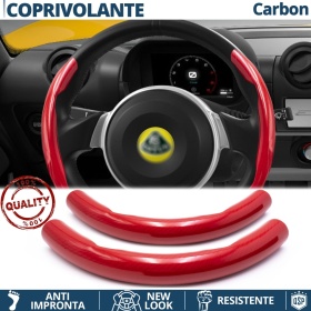 FUNDA VOLANTE para Lotus, Efecto FIBRA DE CARBONO Rojo Deportivo FINO Antideslizante