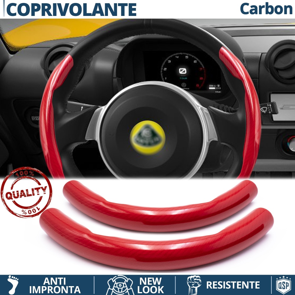 FUNDA VOLANTE para Lotus, Efecto FIBRA DE CARBONO Rojo Deportivo FINO Antideslizante FUNDA VOLANTE para Lotus, Efecto FIBRA DE CARBONO Rojo Deportivo FINO Antideslizante
