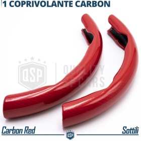 FUNDA VOLANTE para Seat, Efecto FIBRA DE CARBONO Rojo Deportivo FINO Antideslizante