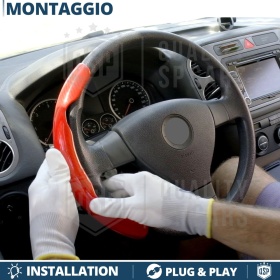 FUNDA VOLANTE para Seat, Efecto FIBRA DE CARBONO Rojo Deportivo FINO Antideslizante
