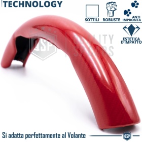 FUNDA VOLANTE para Seat, Efecto FIBRA DE CARBONO Rojo Deportivo FINO Antideslizante