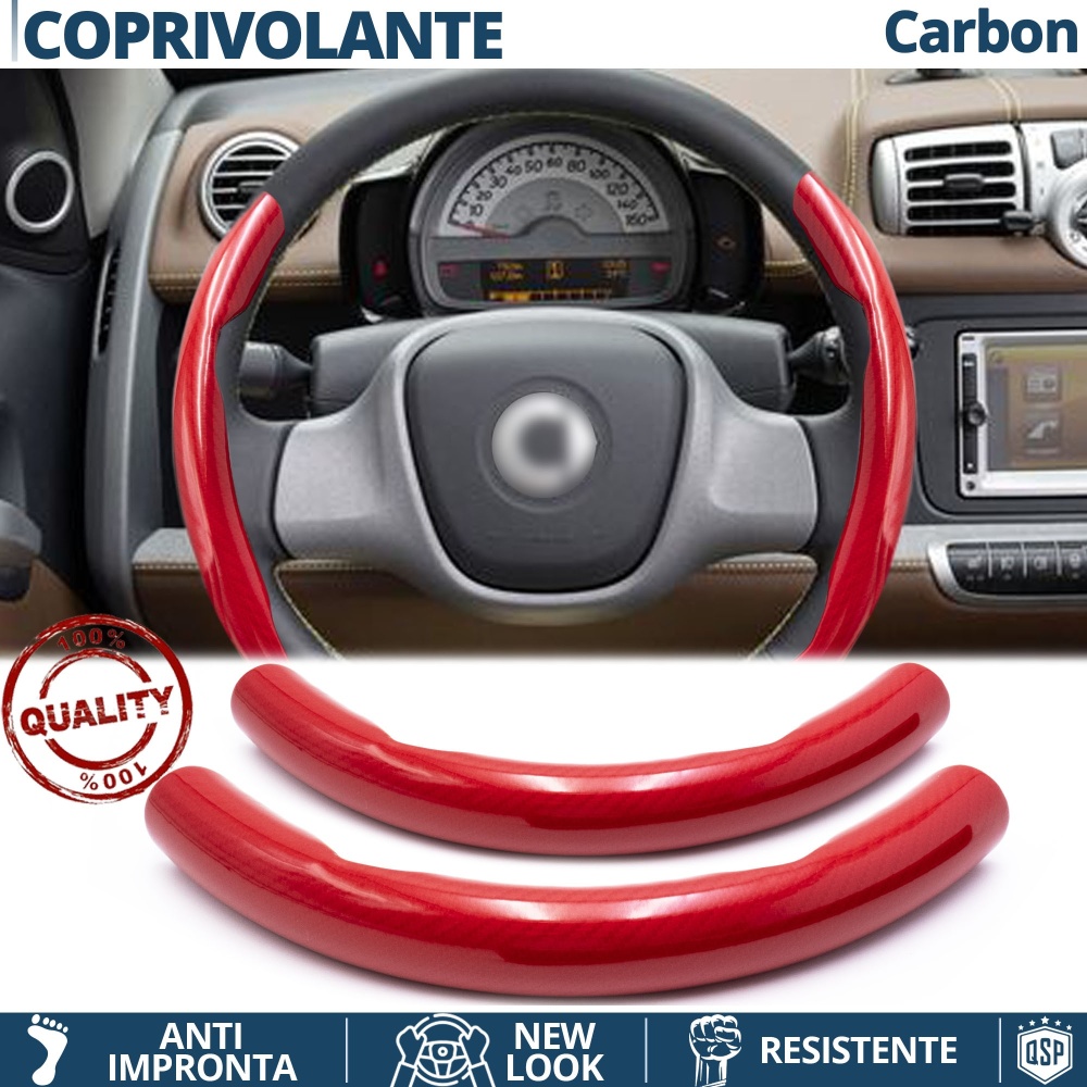 FUNDA VOLANTE para Smart, Efecto FIBRA DE CARBONO Rojo Deportivo FINO Antideslizante FUNDA VOLANTE para Smart, Efecto FIBRA DE CARBONO Rojo Deportivo FINO Antideslizante
