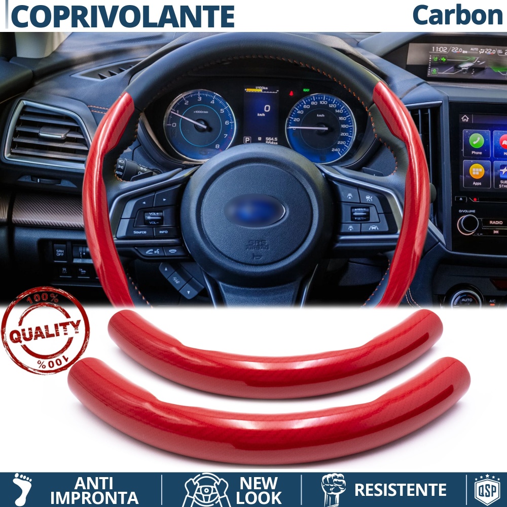 FUNDA VOLANTE para Subaru, Efecto FIBRA DE CARBONO Rojo Deportivo FINO Antideslizante FUNDA VOLANTE para Subaru, Efecto FIBRA DE CARBONO Rojo Deportivo FINO Antideslizante