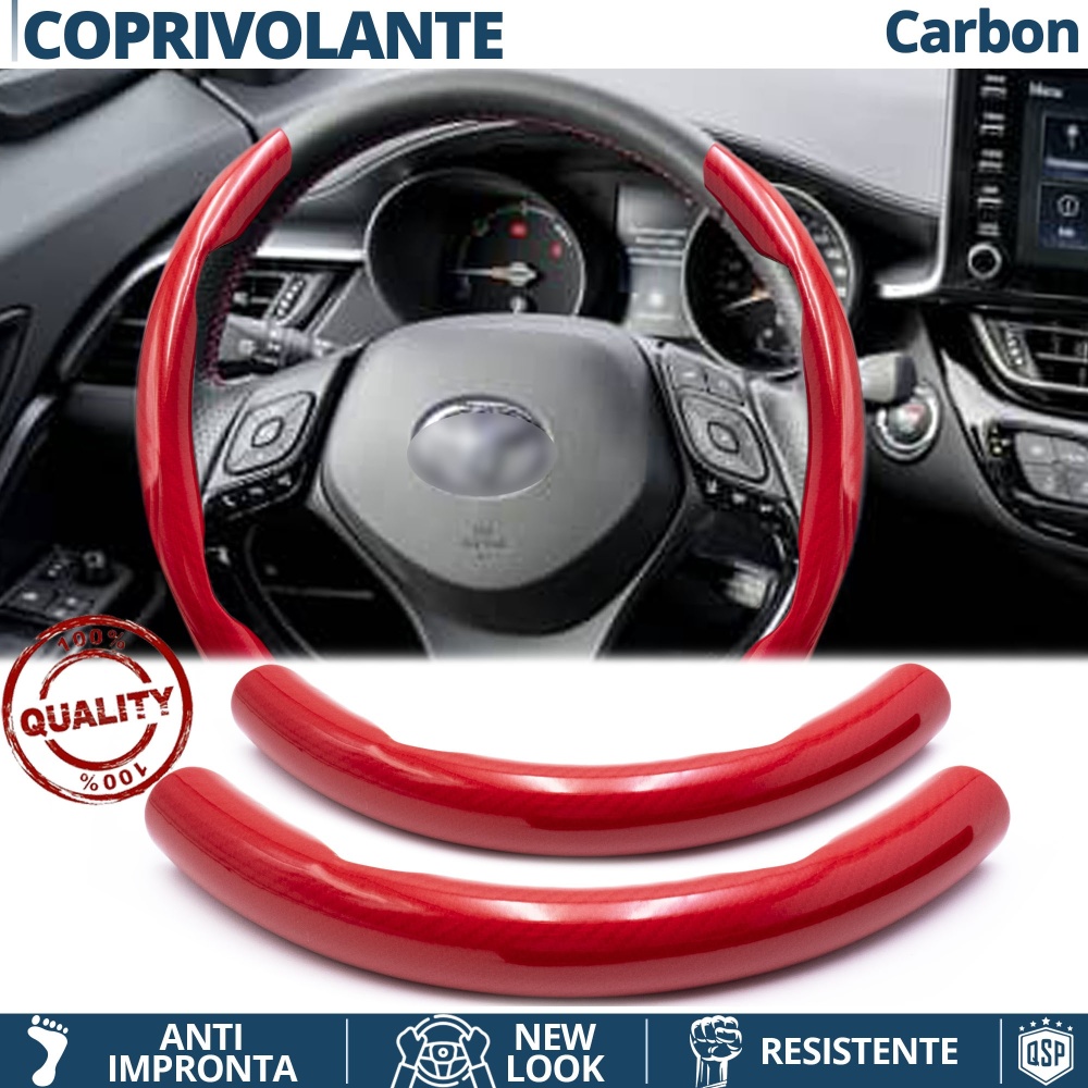 FUNDA VOLANTE para Toyota, Efecto FIBRA DE CARBONO Rojo Deportivo FINO Antideslizante FUNDA VOLANTE para Toyota, Efecto FIBRA DE CARBONO Rojo Deportivo FINO Antideslizante