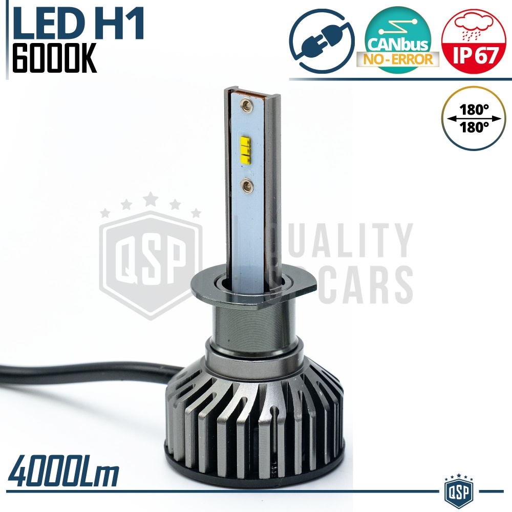 1 Bombilla LED H1 CANbus 4000LM | Luz Blanca 6000K | Conversión Profesional de Halógena H1 a LED