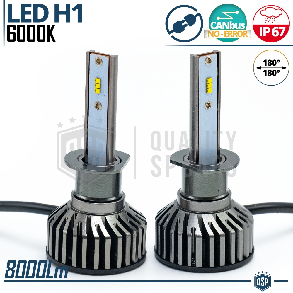 Kit LED H1 CANbus Profesional 8000LM | Luz Blanca 6000K | Conversión de Halógena H1 a LED