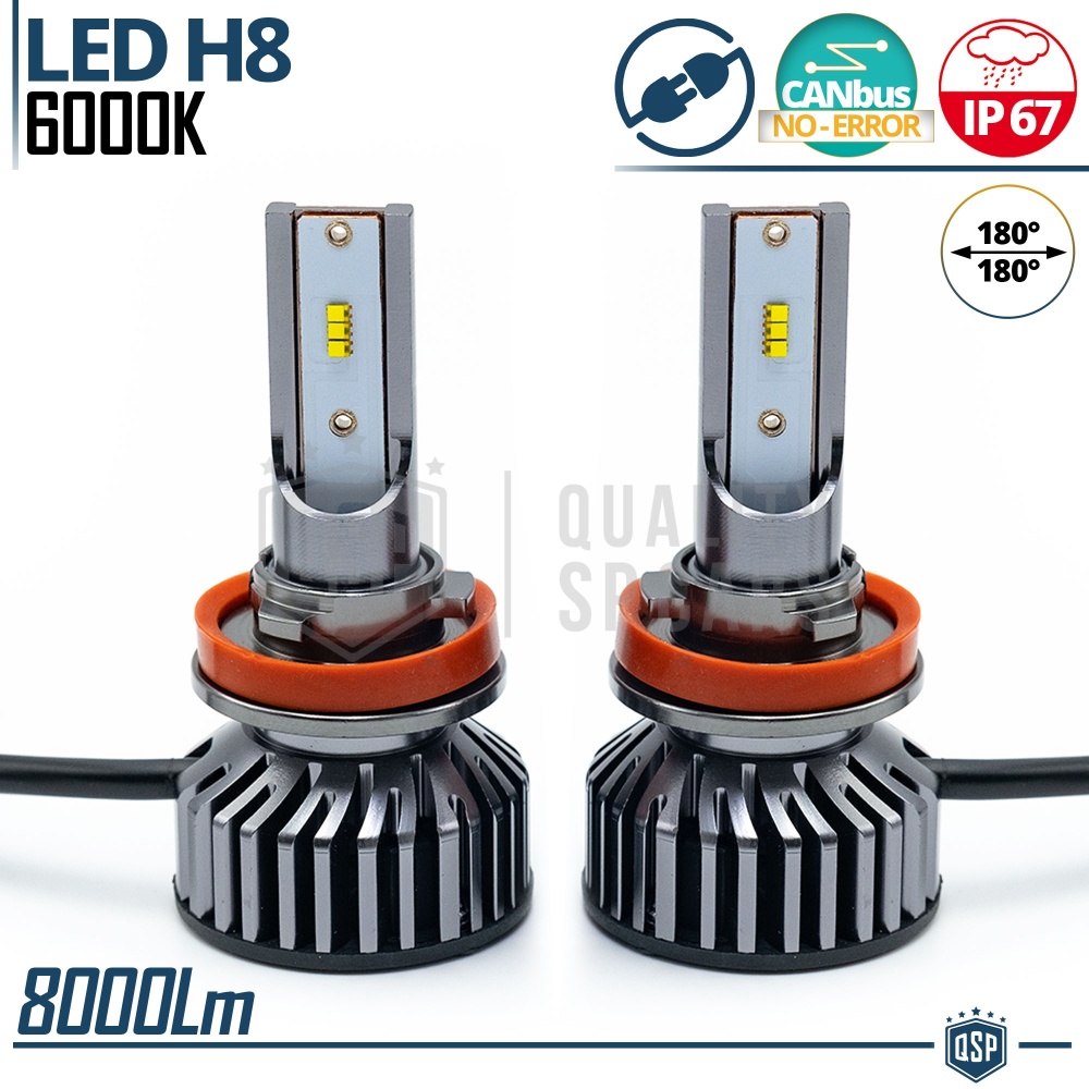 H8 Full LED Kit CANbus Professional 8000LM | 6000K White Light | Conversion from Halogen H8 to LED