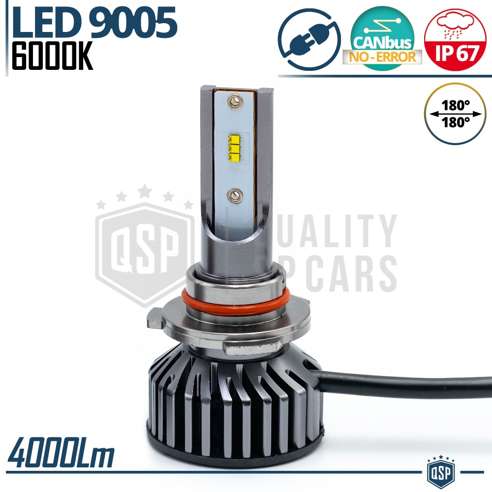 1 Bombilla LED 9005 CANbus 4000LM | Luz Blanca 6000K | Conversión Profesional de Halógena 9005 a LED