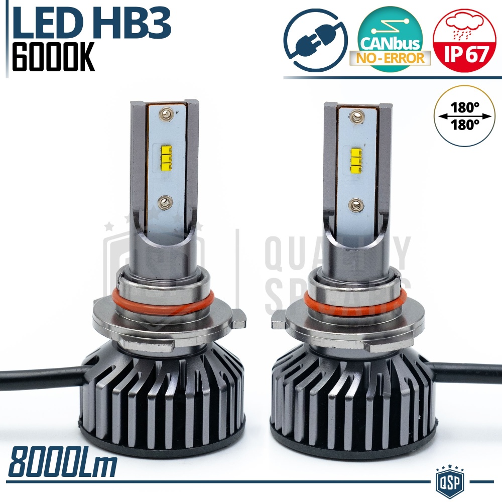 Kit LED HB3 CANbus Profesional 8000LM | Luz Blanca 6000K | Conversión de Halógena HB3 a LED