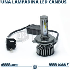 1 Bombilla LED H4 CANbus 4000LM | Luz Blanca 6000K | Conversión Profesional de Halógena H4 a LED