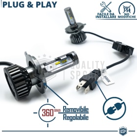 1 Bombilla LED H4 CANbus 4000LM | Luz Blanca 6000K | Conversión Profesional de Halógena H4 a LED